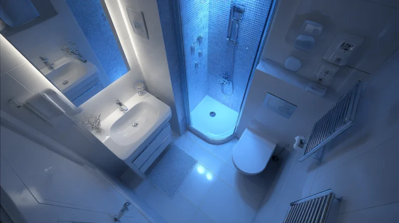 Malo kupatilo sa osvetljenjem iz pticije perspektive