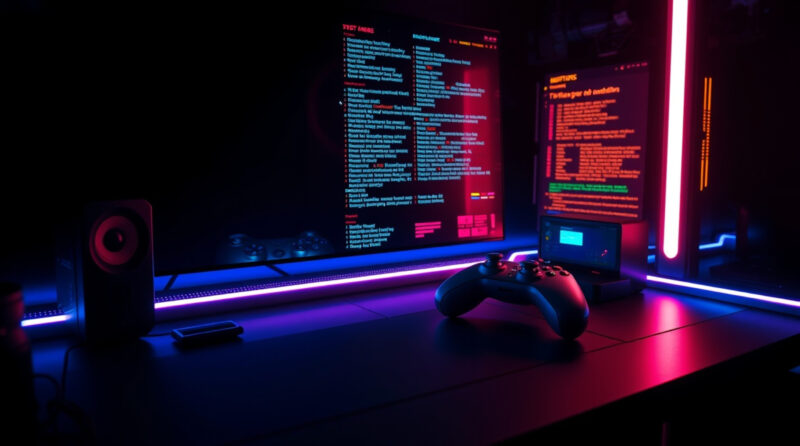 Moderan gaming setup sa velikim monitorom i kontrolerom u ambijentalnom osvetljenju za zahtevnije 1440p igre.